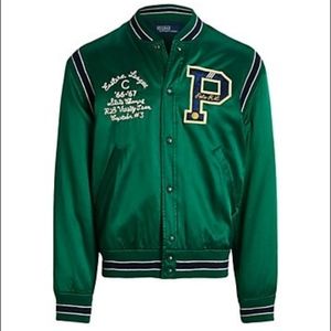 Polo Ralph Lauren Green Satin Bomber Jacket